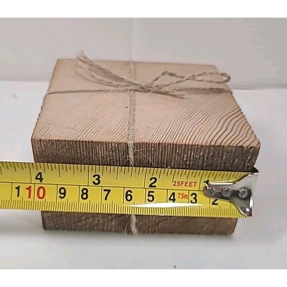 Set Of 4 Rustic 4x4 Wood Drink Coasters - Picture 3 of 3